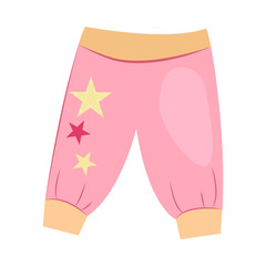 Pink baby trousers illustration. Baby girl, clothing, newborn. Baby clothing concept. illustration can be used for topics like wardrobe, cloth market, children