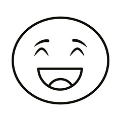 Obraz premium happy emoji face classic line style icon