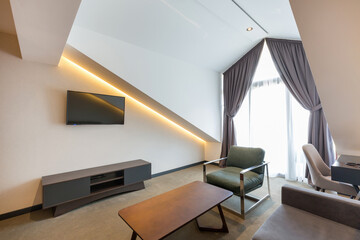 Open plan loft hotel apartment in mountain resort