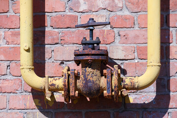 tap gate valve, old rusty throttle for shutting off domestic and industrial gas