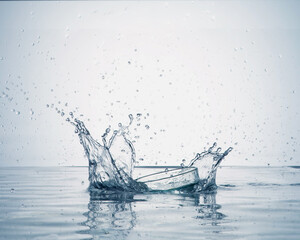 a scene in which drops of water splash after dropping an object in the water.