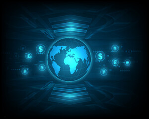 Currency exchange network speed blue abstract