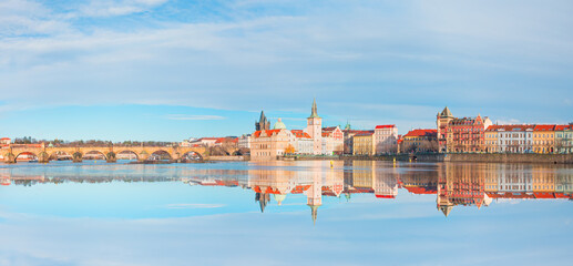 Charles Bridge on Vltava River in Prague, Czech Republic