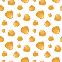 Seamless pattern of realistic 3d chickpeas for healthy eating. Raster illustration on white background.