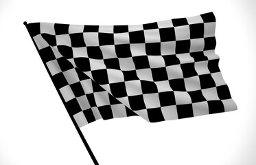 Finish Flag, Wavy Fabric Flag, 3D Render