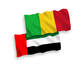 Flags of Mali and United Arab Emirates on a white background