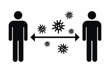 Keep distance sign. Coronovirus epidemic protective equipment. Preventive measures. Steps to protect yourself. Keep the 1 meter distance. Vector illustration.