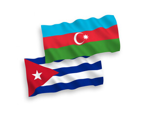 Flags of Azerbaijan and Cuba on a white background