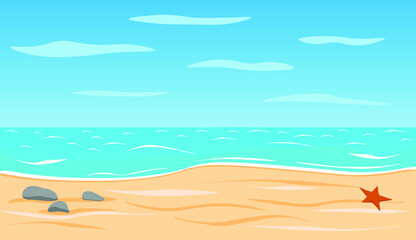 Fototapeta na wymiar Summer beach with starfish background
