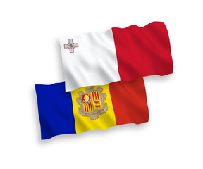 Flags of Malta and Andorra on a white background