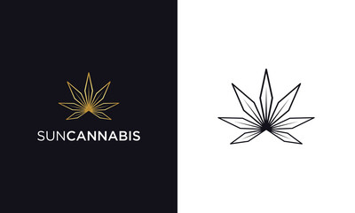 Marijuana / Cannabis Line Art logo Design Vector Inspiration