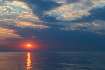 Naklejka na ściany i meble Beautiful sunset over the Caspian Sea