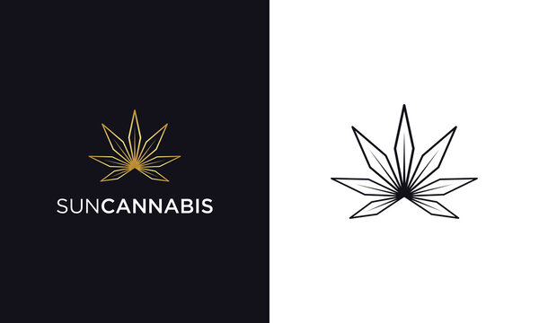 Marijuana / Cannabis Line Art logo Design Vector Inspiration