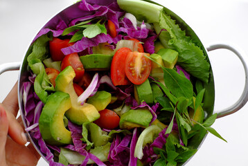 Vietnamese vegetarian cuisine, mixed vegetable, avocado salad, tomato, nutrition vegan dish