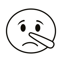 sad emoji face with long nose line style icon