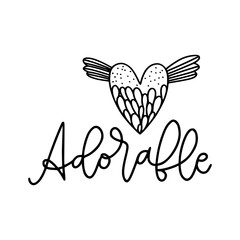 Cute hand drawn lettering modern calligraphy composition.