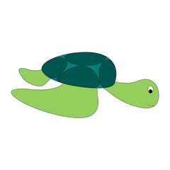 Cartoon color turtle outline. Vector color illustration isolated on white background. Decoration for greeting cards, posters, flyers, prints for clothes.