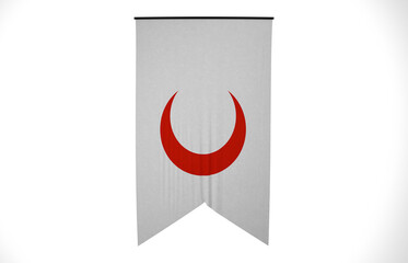 Red Crescent Flag, Wavy Fabric Flag, 3D Rendering