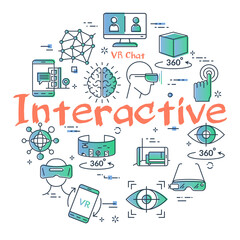 Vector virtual reality concept with Interactive text