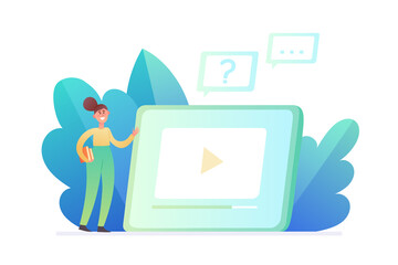 Vector illustration of online education or business isolated on white.