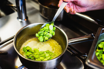 Colorful food preparation in a restaurant