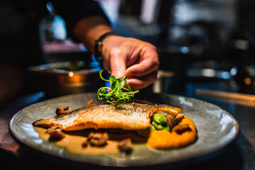 Colorful food preparation in a restaurant