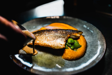 Colorful food preparation in a restaurant