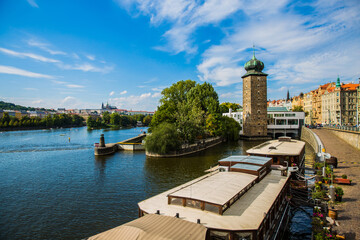 Casual walk along Vitava River, Prague