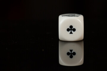 Ace Playing Casino poker dice closeup Isolated on Black background. Abstract Pattern