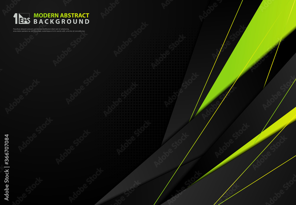Poster abstract gradient green yellow design of triangle pattern tech artwork background. illustration vect