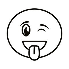 crazy emoji face with tongue out line style icon