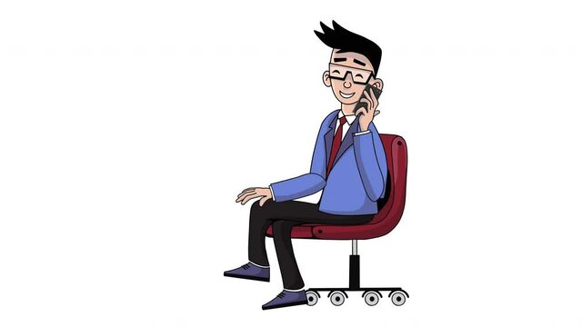 Technical support assistant in office in 4k cartoon. Flat illustration.
