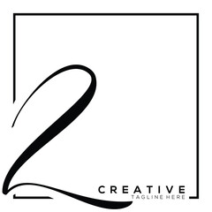 Number 2 Dynamic Monogram Typography Logo Template