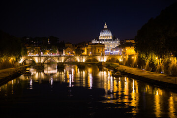 Reflection of Vatican City at night 