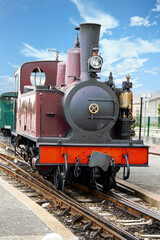 Fototapeta na wymiar Locomotive ancienne à vapeur, Somme, Picardie, Hauts-de-France 