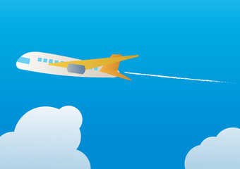 夏の入道雲と飛行機