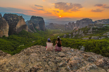 Mesmerizing view of sunset from Sunset Rock in Meteora