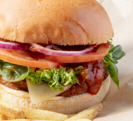  De cerca Hamburguesa. Close up Hamburger.