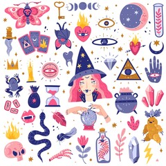 Magic icons doodles set