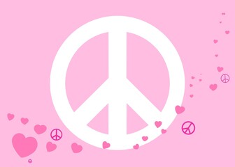 illustration Heart peace symbol White  background 