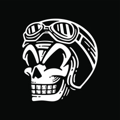 smile skull wearing of motorcycle helmet