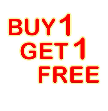 Buy 1 get 1 free text for advertisment