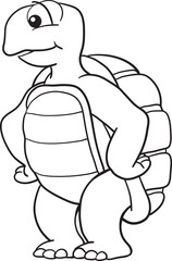 Black and white illustration of a cute  turtle