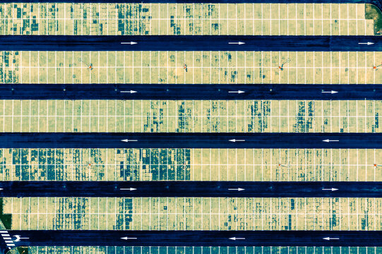 Aerial top down view of empty parking lot