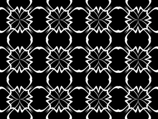Seamless pattern design with floral background elements, beautiful ornaments, black, white, orange, pink, red, green, yellow, blue, gray, purple, brown