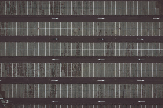Aerial top down view of empty parking lot
