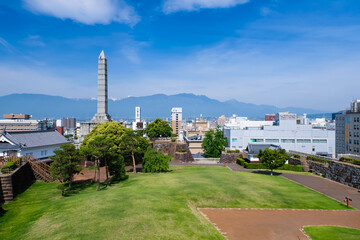 Obraz premium 甲府城跡と甲府市街