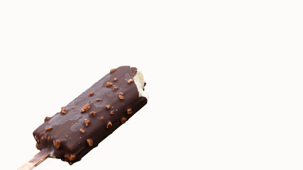 Chocolate ice cream with skewers Isolated on white background