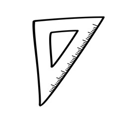 Back to school. Ruler in doodle style isolated on white background. Signature Icon. Vector outline illustration. Can be used as an icon or symbol. Decor element. Hand drawn black sketch.