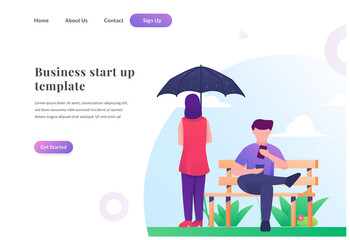 web landing page couple on park